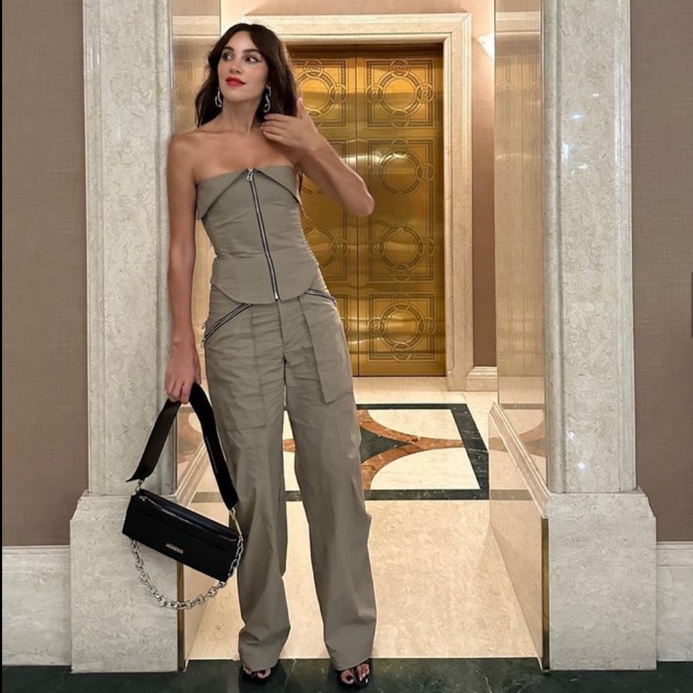 Zara co-ord set TOPSTITCHED ZIPPERED PANTS and BUSTIER - Picture 13 of 16